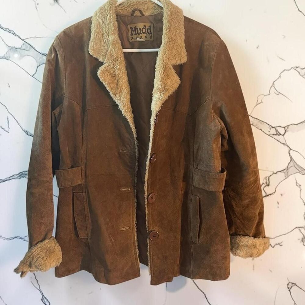 Mudd Jeans XL Brown Faux Suede Penny Lane Jacket Y2K Bratz Boho Coat XL - Picture 2 of 8